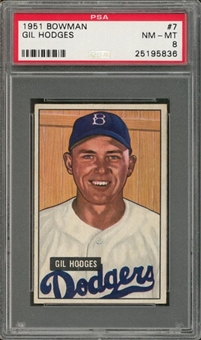 1951 Bowman #7 Gil Hodges – PSA NM-MT 8